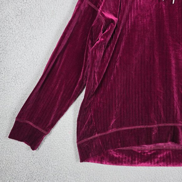 Zac And Rachel Sweater Womens Size Large Loose Crew Burgundy Velvet Longsleeve - Picture 4 of 11